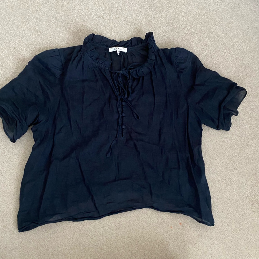 Frame Navy Sheer Blouse - Size XL